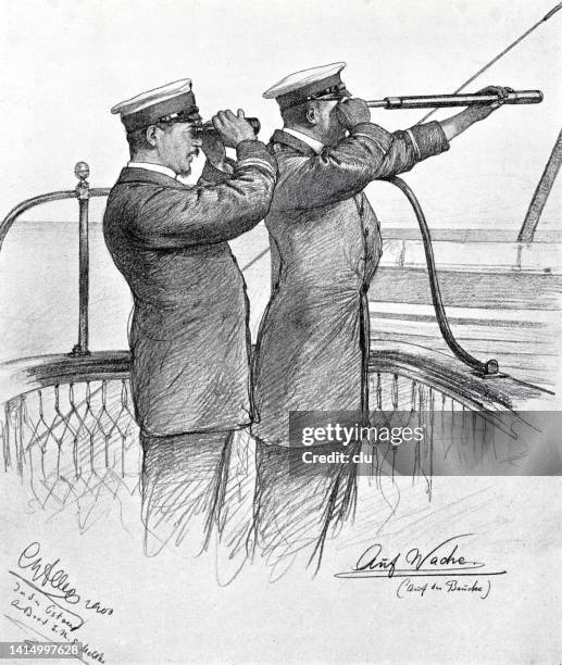 german navy, two officers standing guard - the old guard stock illustrations