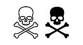 Skull icon. Symbol of poison and danger. Pirate flag attribute.