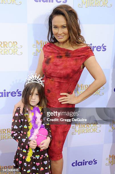 Actress Tia Carrere and daughter Bianca Wakelin arrive at "Mirror Mirror" Los Angeles premiere at Grauman's Chinese Theatre on March 17, 2012 in...