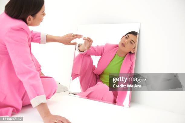 reflected self - pink vanity stock pictures, royalty-free photos & images