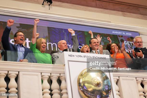 Craig Peters, CEO of Getty Images, rings the opening bell at the New York Stock Exchange on August 15, 2022 in New York City. Getty Images made a...