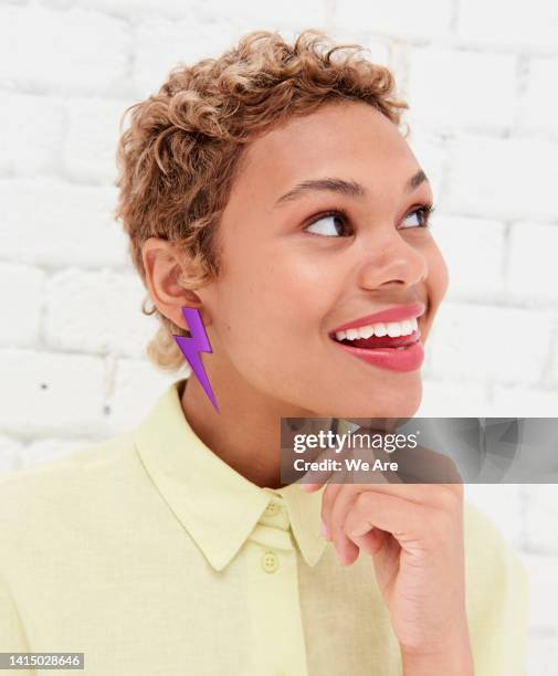 playful portrait of gen z woman - cheeky expression stock pictures, royalty-free photos & images