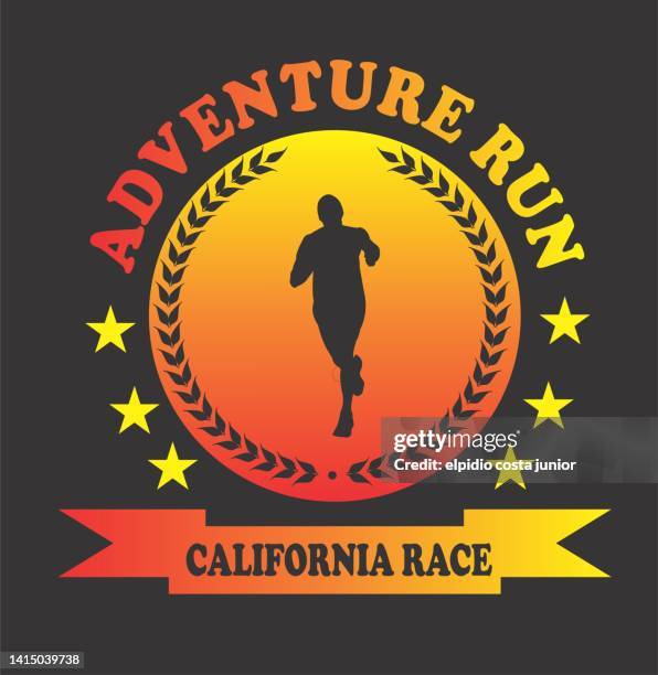 adventure run - trail runner stock illustrations
