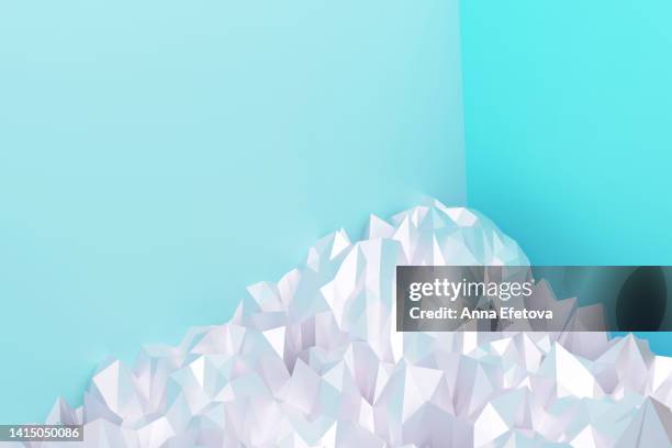 tip of white iceberg on blue background. abstract conceptual 3d illustration with copy space for your design - istäcke bildbanksfoton och bilder