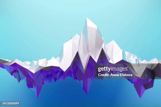 white iceberg with purple bottom on blue background. abstract conceptual 3d illustration - tech summit stock pictures, royalty-free photos & images