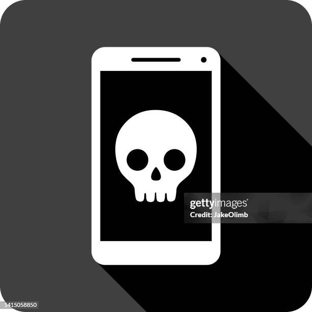 skull smartphone icon silhouette 1 - shocked phone stock illustrations
