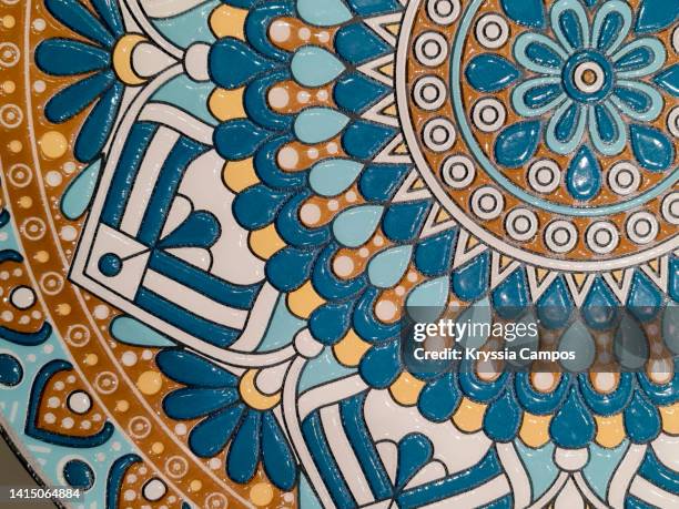 texture with floral pattern on ceramic plank - latin america culture stock pictures, royalty-free photos & images