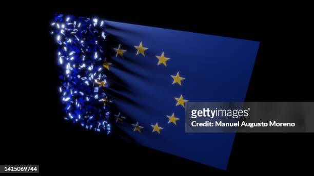 vanishing flag of the european union - european union currency stock-fotos und bilder