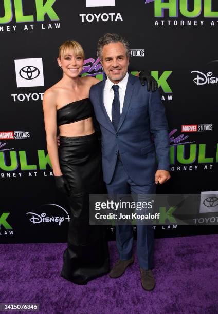 Tatiana Maslany and Mark Ruffalo attend Marvel Studios "She-Hulk: Attorney at Law" Los Angeles Premiere at El Capitan Theatre on August 15, 2022 in...