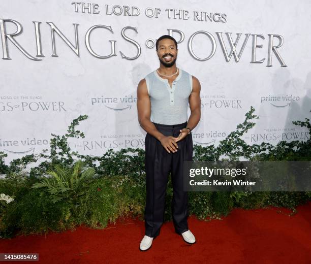 Michael B. Jordan, Patrick McKay and Lindsey Weber attend the Los Angeles Premiere of Amazon Prime Video's "The Lord Of The Rings: The Rings Of...