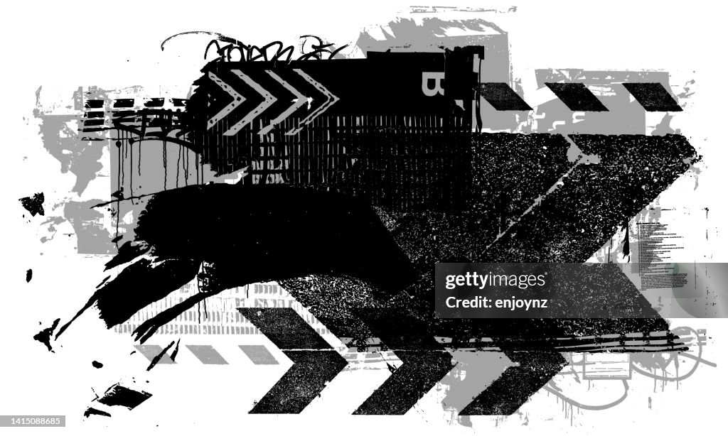 Black and gray grunge textures and patterns illustration