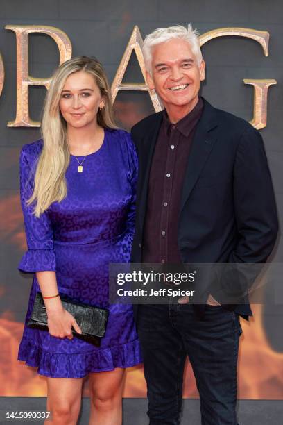 Molly Lowe anPhillip Schofield attend the "House Of The Dragon" Sky Group Premiere at Leicester Square on August 15, 2022 in London, England.