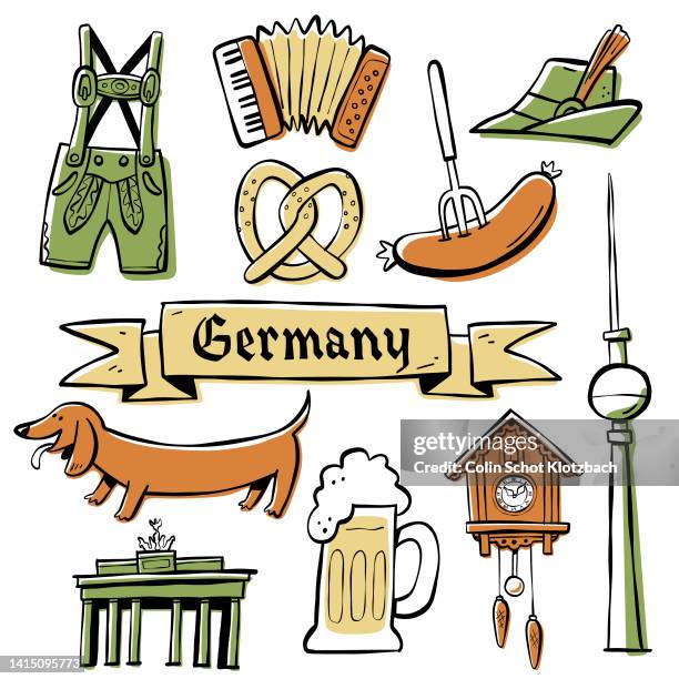 ilustrações, clipart, desenhos animados e ícones de ícones do doodle da alemanha - land brandenburg