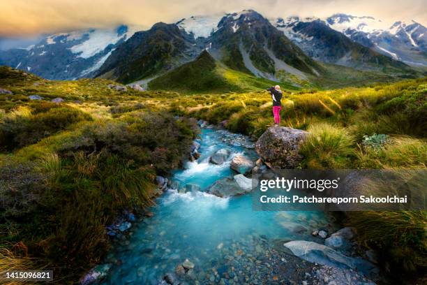 nature along - mt cook stock pictures, royalty-free photos & images