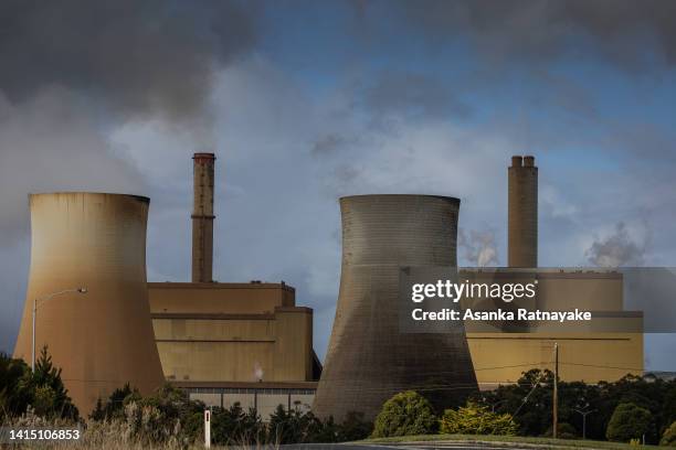 General view of The Yallourn Power Station, now owned by EnergyAustralia on August 16, 2022 in Yallourn, Australia. The Greens will introduce a bill...