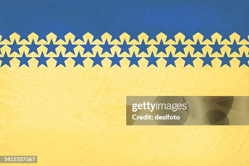 Horizontal creative abstract design vector backgrounds with Ukrainian Flag colors in dark blue and yellow as in National Flag of Ukraine, painted as graffiti on a rough textured wall with two rows of stars pattern or design Horizontal creative abstract design vector backgrounds with Ukrainian Flag colors in dark blue and yellow as in National Flag of Ukraine, painted as graffiti on a rough textured wall with two rows of stars pattern or design