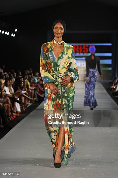 Model wearing Amede during ARISE Magazine Fashion Week Lagos 2012, Arise Magazine Tent, Federal Palace Hotel on March 10, 2012 in Lagos, Nigeria.