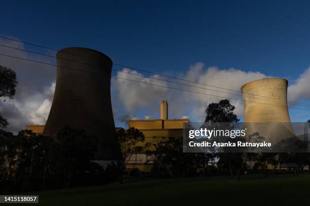 General view of The Yallourn Power Station, now owned by EnergyAustralia on August 16, 2022 in Yallourn, Australia. The Greens will introduce a bill...