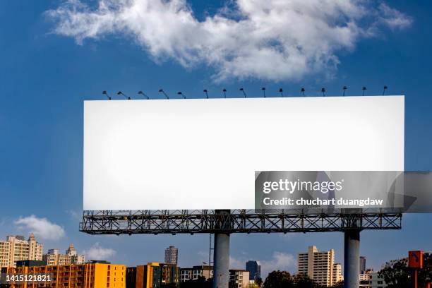 billboard blank advertising banner media display and sky background - billboards stock pictures, royalty-free photos & images