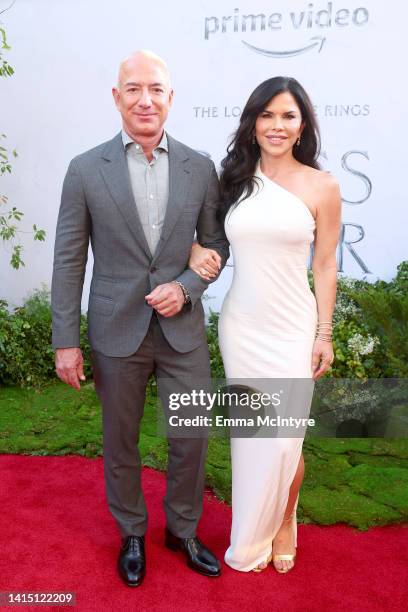 Lauren Sánchez and Jeff Bezos, Founder and Executive Chairman of Amazon attend "The Lord Of The Rings: The Rings Of Power" Los Angeles Red Carpet...
