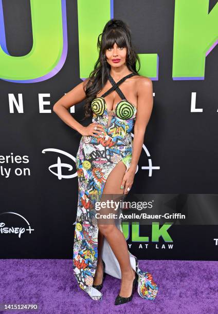 Jameela Jamil attends Marvel Studios "She-Hulk: Attorney At Law" Los Angeles Premiere at El Capitan Theatre on August 15, 2022 in Los Angeles,...