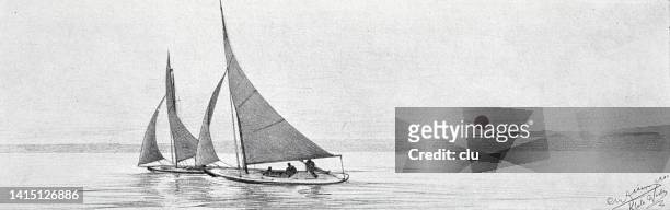 stockillustraties, clipart, cartoons en iconen met german navy, race in the kiel föhrde - regatta