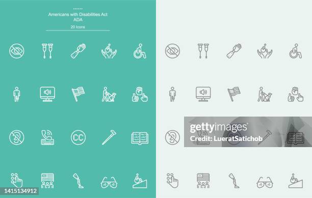 americans with disabilities act ada line icons - patience illustration stock illustrations