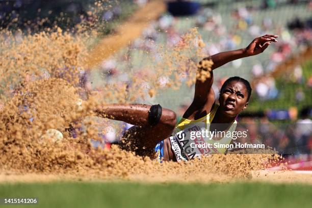 Khaddi Sagnia of Sweden competes in the Women's Long Jump Qualification during the Athletics competition on day 6 of the European Championships...