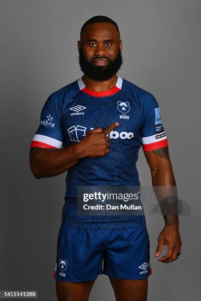 Semi Radradra of Bristol Bears poses for a portrait during the squad photocall for the 2022-2023 Gallagher Premiership Rugby season at Bristol Bears...