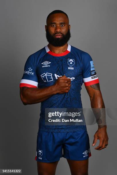 Semi Radradra of Bristol Bears poses for a portrait during the squad photocall for the 2022-2023 Gallagher Premiership Rugby season at Bristol Bears...