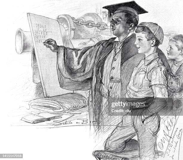 on a passenger ship, school on board - math professor stock illustrations
