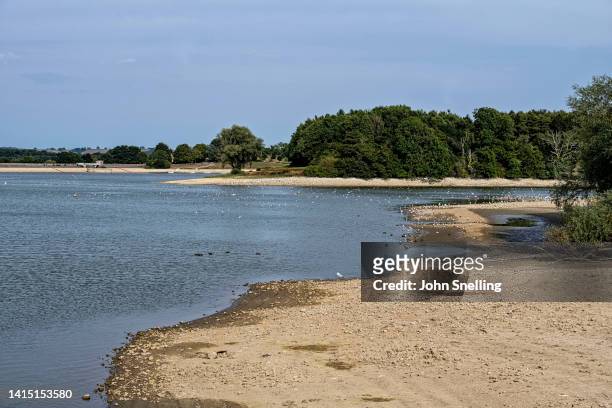View of the low water levels and parched earth now visible at the Sutton Bingham reservoir on August 14,2022 near Yeovil, England. After a prolonged...