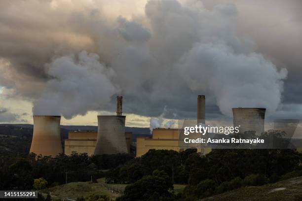 General view of Yallourn Power Station on August 16, 2022 in Yallourn, Australia. The Greens will introduce a bill to state parliament this week...