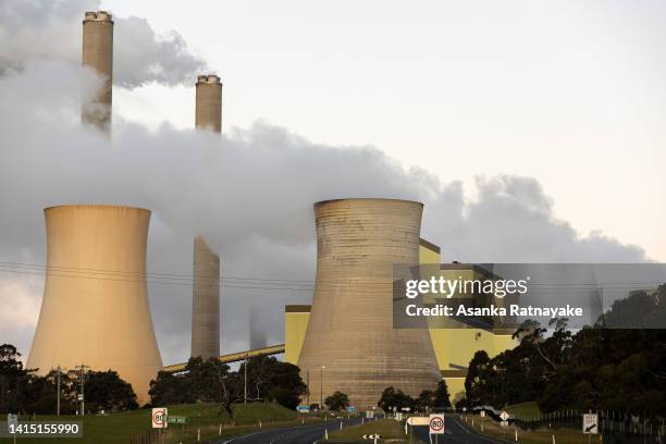 General view of Loy Yang Power Station on August 16, 2022 in Traralgon, Australia. The Greens will introduce a bill to state parliament this week...