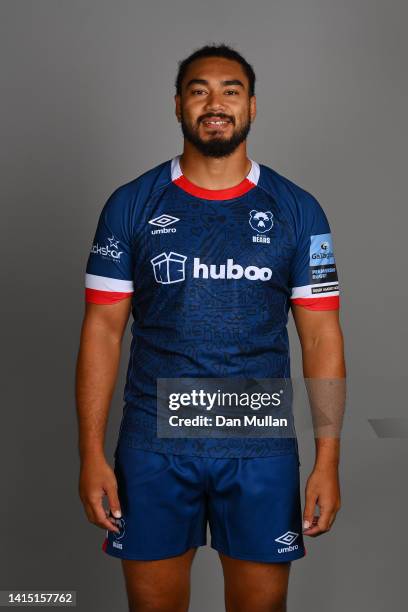Chris Vui of Bristol Bears poses for a portrait during the squad photocall for the 2022-2023 Gallagher Premiership Rugby season at Bristol Bears High...