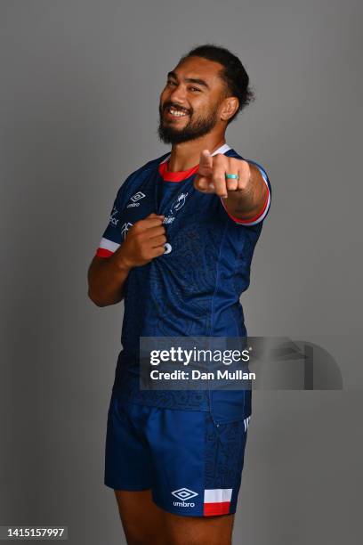 Chris Vui of Bristol Bears poses for a portrait during the squad photocall for the 2022-2023 Gallagher Premiership Rugby season at Bristol Bears High...