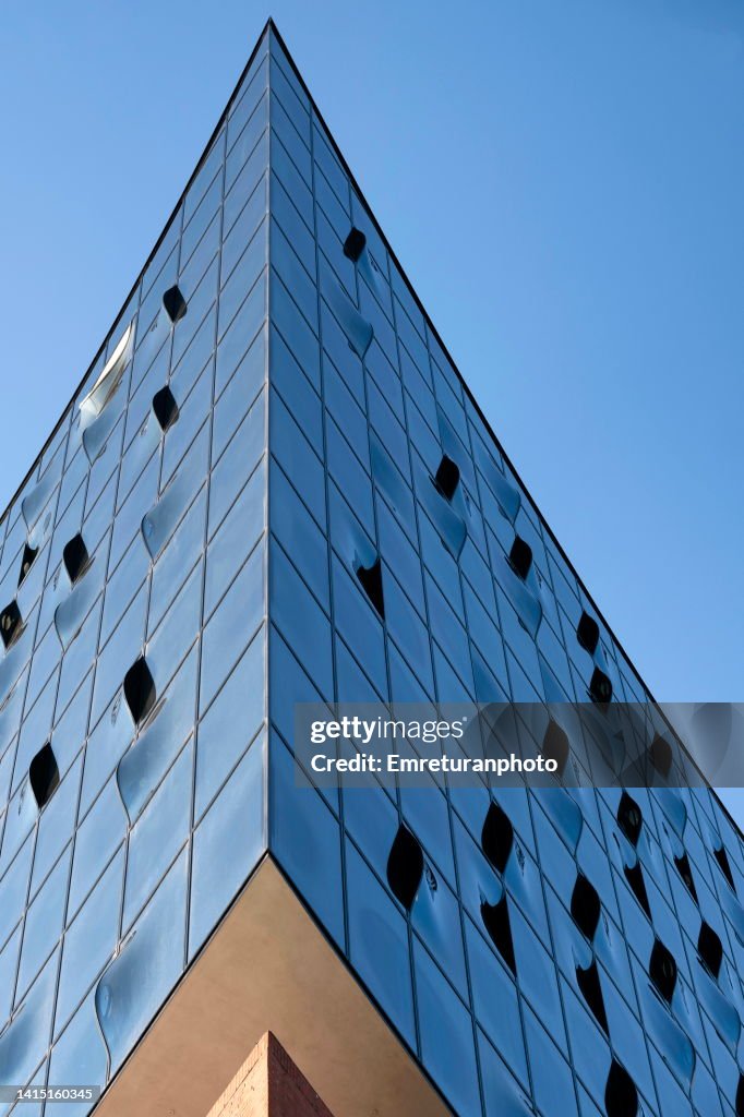 Low angle view of concert hall in Hamburg.