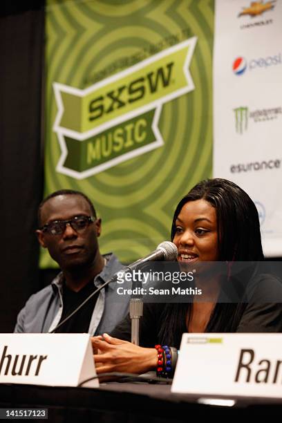 Mykaell Riley, Head of Music Production Univeristy Westminster and Lady Leshurr speak onstage at Bass Culture: The Influence of Reggae Music in...