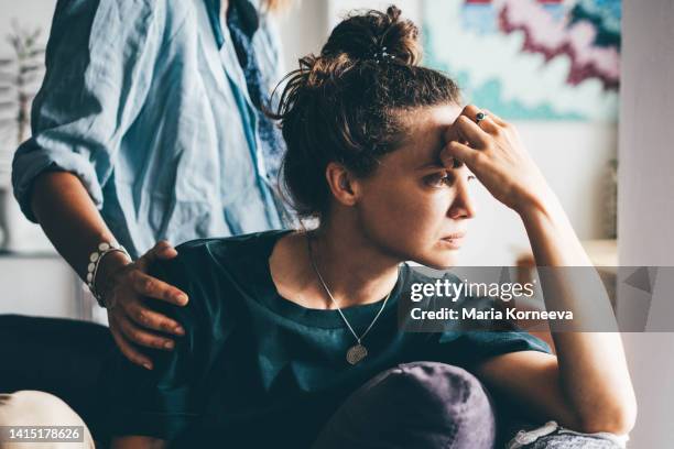 females couple with relationship difficulties. - depression sadness stock-fotos und bilder