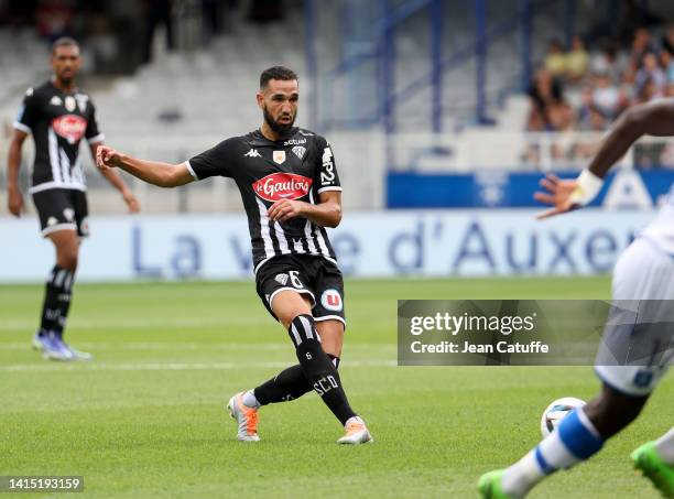 Nabil Bentaleb of Angers during the Ligue 1 Uber Eats match between AJ Auxerre and Angers SCO at Stade Abbe Deschamps on August 14, 2022 in Auxerre,...