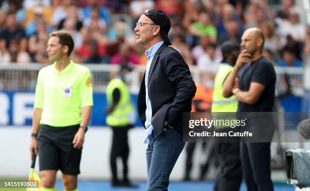 Coach of AJ Auxerre Jean-Marc Furlan during the Ligue 1 Uber Eats match between AJ Auxerre and Angers SCO at Stade Abbe Deschamps on August 14, 2022...