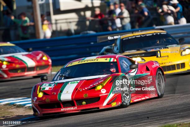 The AF Corse, Ferrari F458 Italia driven by Giancarlo Fisichella of Italy, Gianmaria Bruni of Italy and Toni Vilander of Finland during the 2012...