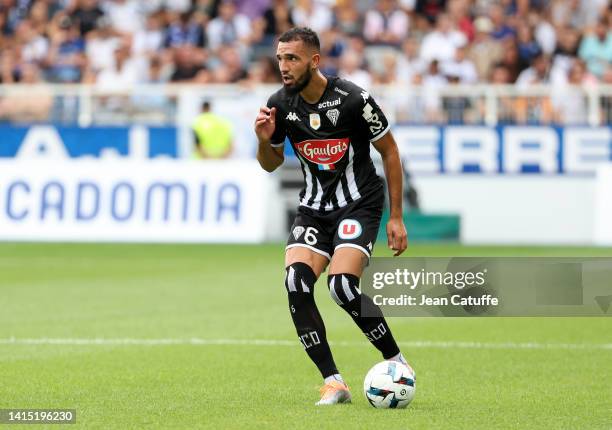 Nabil Bentaleb of Angers during the Ligue 1 Uber Eats match between AJ Auxerre and Angers SCO at Stade Abbe Deschamps on August 14, 2022 in Auxerre,...