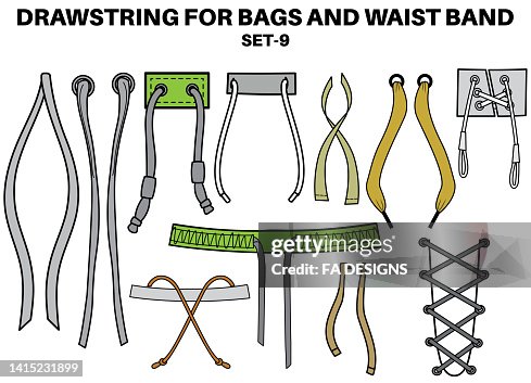 Drawstring Cord Flat Sketch Vector Illustrator Set Of Draw String With ...