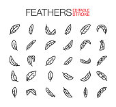 Feathers Icons Editable Stroke