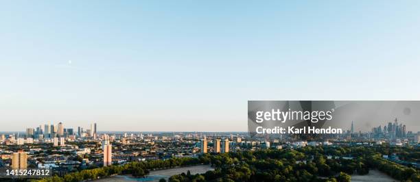 the london skyline at sunrise from a london park - richmond park london stock pictures, royalty-free photos & images