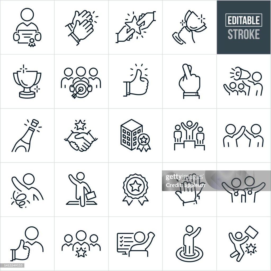 Business Awards und Anerkennung Thin Line Icons - Bearbeitbarer Strich