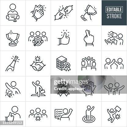 Business Awards And Recognition Thin Line Icons - Editable Stroke Business Awards And Recognition Thin Line Icons - Editable Stroke