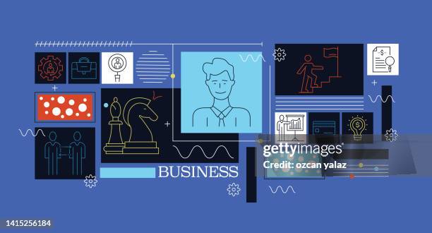 business vector banner design concept. - couple using computer stock illustrations