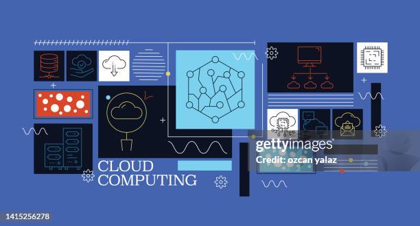 cloud computing vector banner design concept. - secure access management process stock illustrations